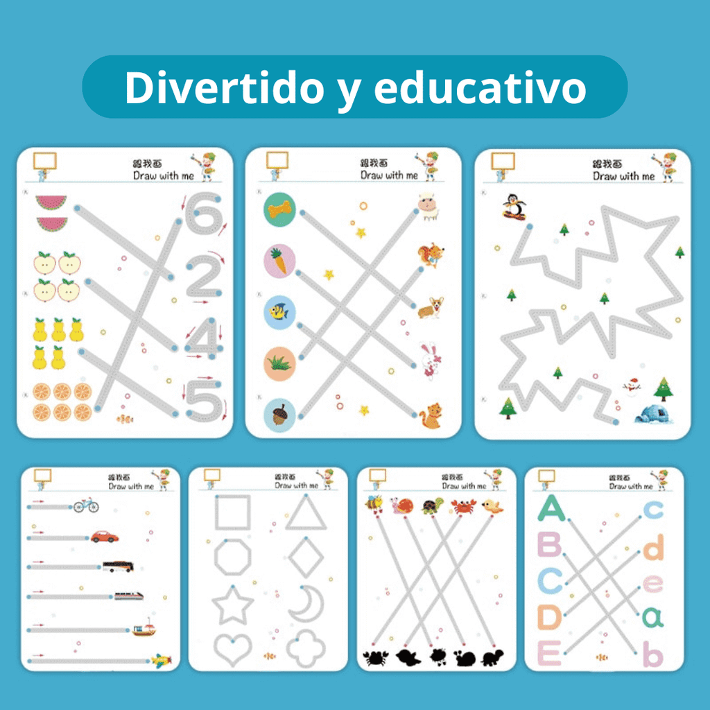 Libro Reutilizable Montessori 64 Pags (trazos y dibujos)