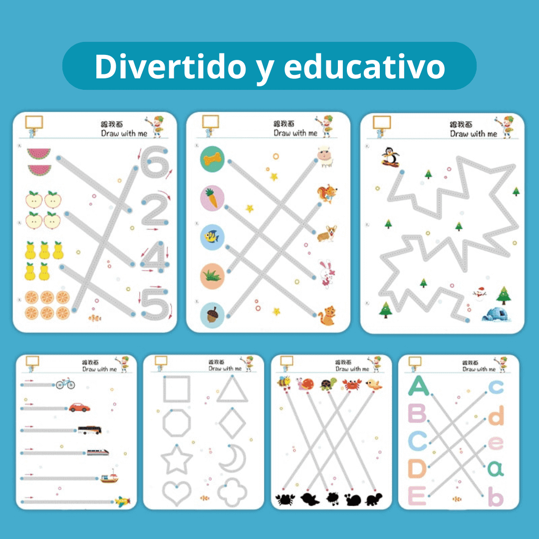 Libro Reutilizable Montessori 64 Pags (trazos y dibujos)